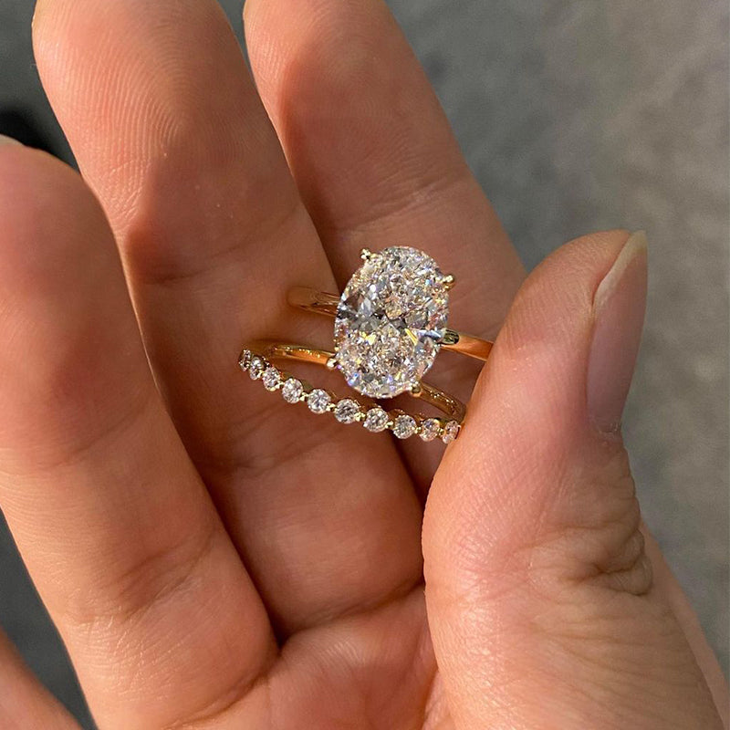 Bridal Cushion 2PC Ring Set | Gold