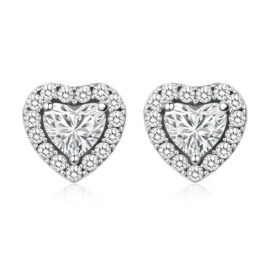 Luna Heart Earrings | White Gold