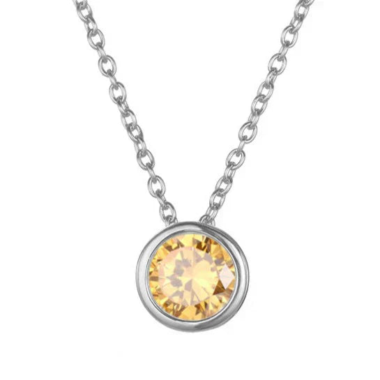 Lunaria Gemmara Birthstone Necklace | White Gold