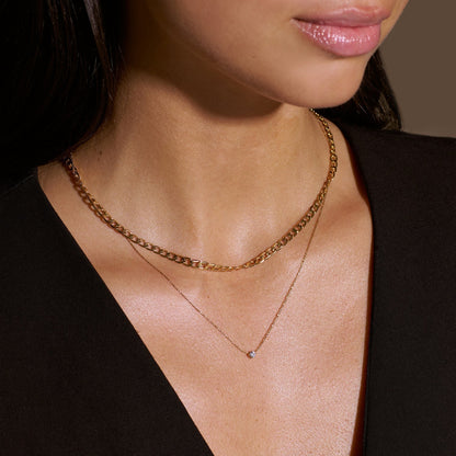 Flat Link Curb Chain Necklace | Gold