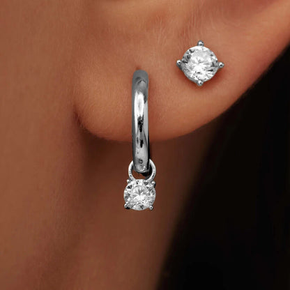 Larmes de Lune Stone Hoop Earrings | White Gold