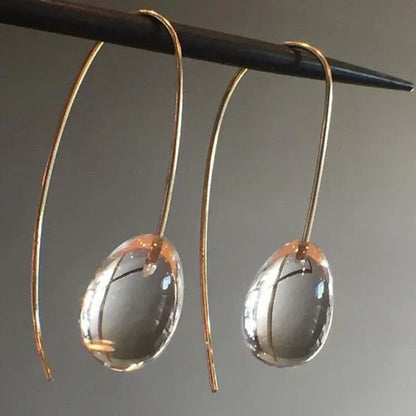 Antique Grey Crystal Drop Earrings | Gold