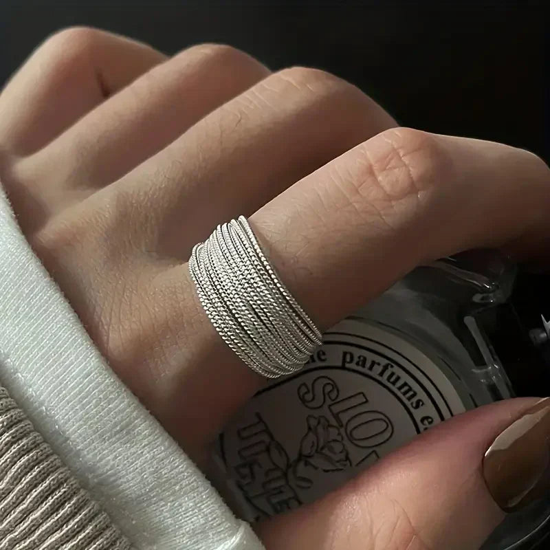 Moonveil Layers Ring | White Gold