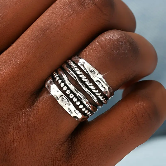 Celeste™ | Layered Silvered Beads Ring