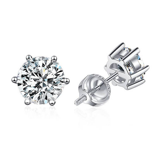 Screw Back Earrings | White Gold